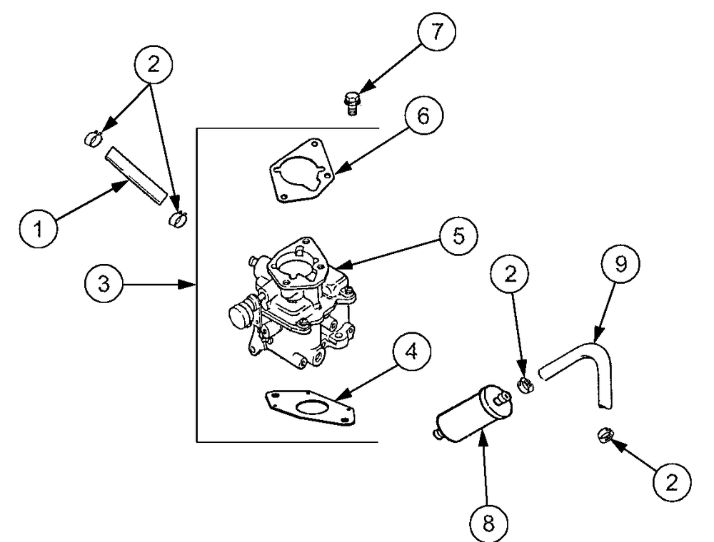 Fuel System (Kh-64638) Diagram and Parts List for 2518-44 13A208L100-13B288L100 Cub Cadet Lawn Tractor